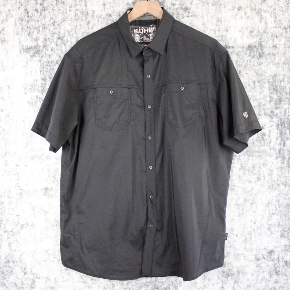 Kuhl Shirt Mens XL Gray Stealth Performance Snap Fishing Hiking Outdoor